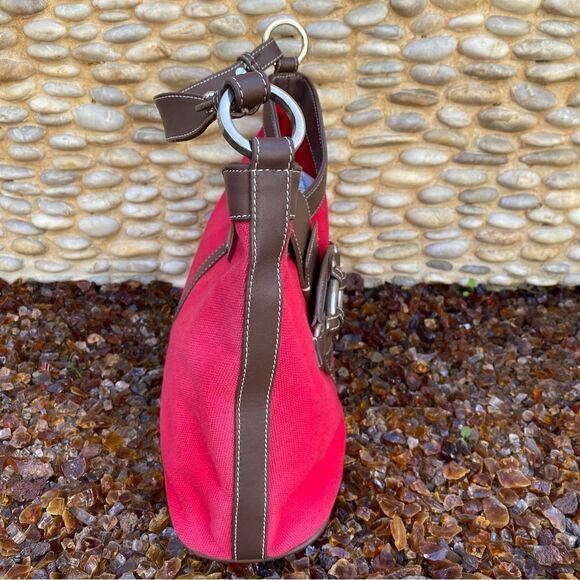 BCBGirls Red/Cranberry Canvas Shoulder Bag. - Picture 7 of 11